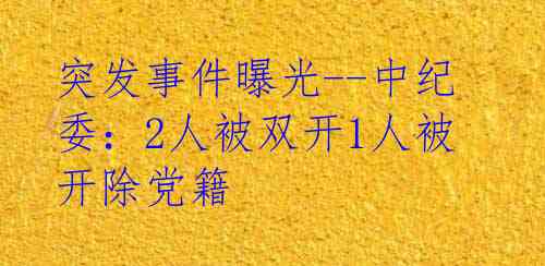 突发事件曝光--中纪委：2人被双开1人被开除党籍
