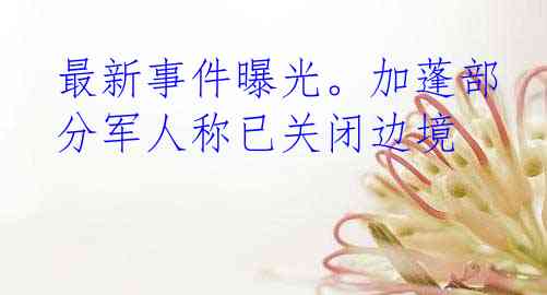 最新事件曝光。加蓬部分军人称已关闭边境