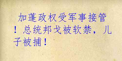  加蓬政权受军事接管！总统邦戈被软禁，儿子被捕！