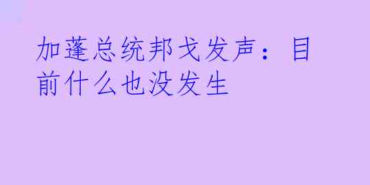 加蓬总统邦戈发声：目前什么也没发生
