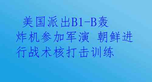 美国派出B1-B轰炸机参加军演 朝鲜进行战术核打击训练