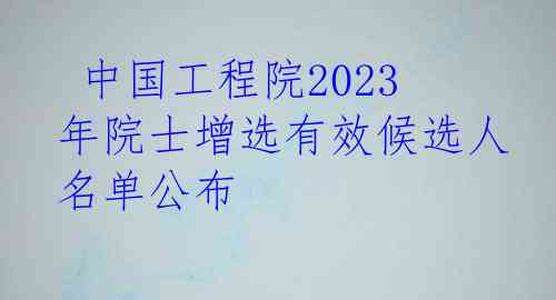  中国工程院2023年院士增选有效候选人名单公布