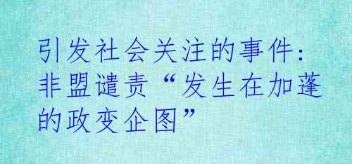 引发社会关注的事件:非盟谴责“发生在加蓬的政变企图”