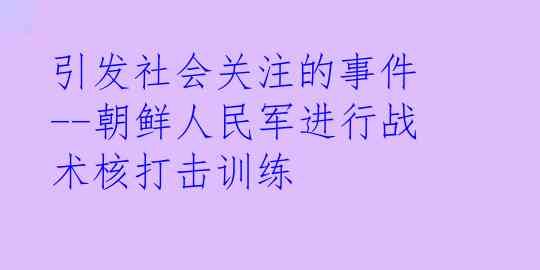 引发社会关注的事件--朝鲜人民军进行战术核打击训练