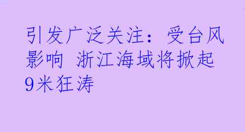 引发广泛关注：受台风影响 浙江海域将掀起9米狂涛