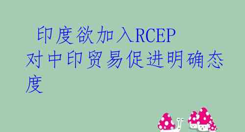  印度欲加入RCEP 对中印贸易促进明确态度