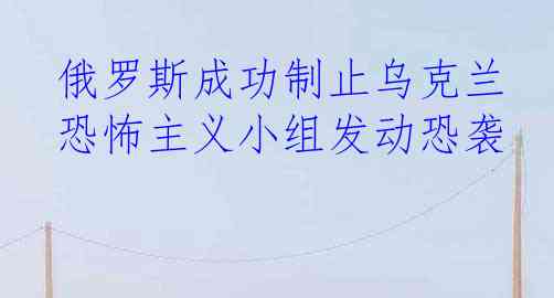 俄罗斯成功制止乌克兰恐怖主义小组发动恐袭