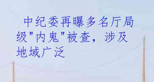  中纪委再曝多名厅局级"内鬼"被查，涉及地域广泛