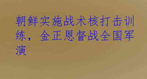 朝鲜实施战术核打击训练，金正恩督战全国军演