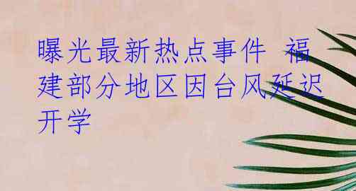 曝光最新热点事件 福建部分地区因台风延迟开学