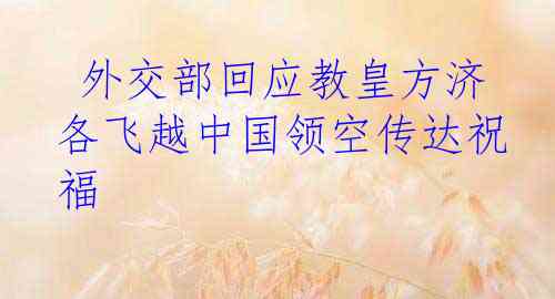  外交部回应教皇方济各飞越中国领空传达祝福