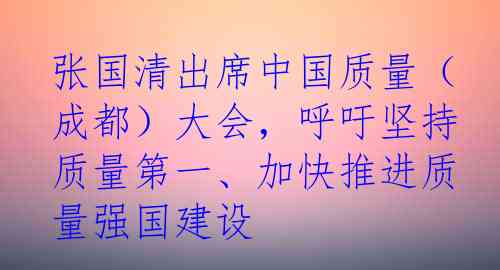 张国清出席中国质量（成都）大会，呼吁坚持质量第一、加快推进质量强国建设