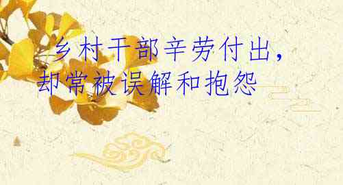  乡村干部辛劳付出，却常被误解和抱怨