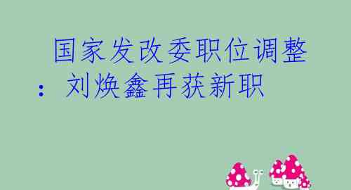  国家发改委职位调整：刘焕鑫再获新职