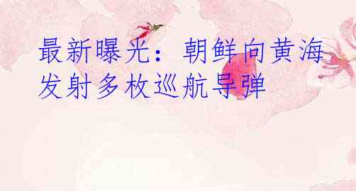 最新曝光：朝鲜向黄海发射多枚巡航导弹