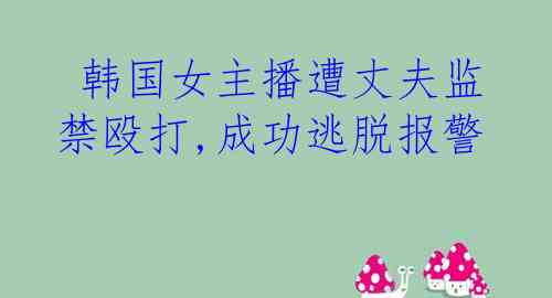  韩国女主播遭丈夫监禁殴打,成功逃脱报警