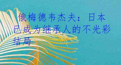  俄梅德韦杰夫：日本已成为继承人的不光彩结局