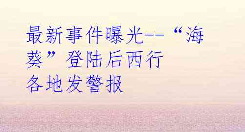 最新事件曝光--“海葵”登陆后西行 各地发警报