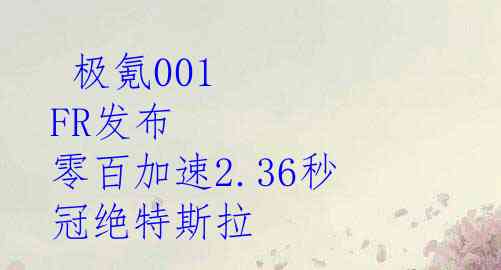  极氪001 FR发布 零百加速2.36秒 冠绝特斯拉