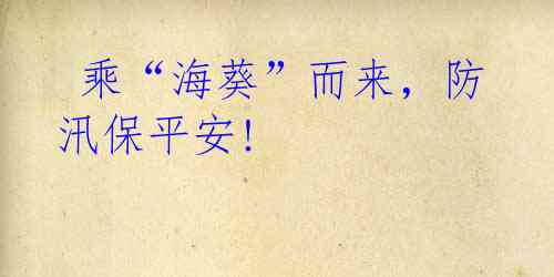  乘“海葵”而来，防汛保平安!