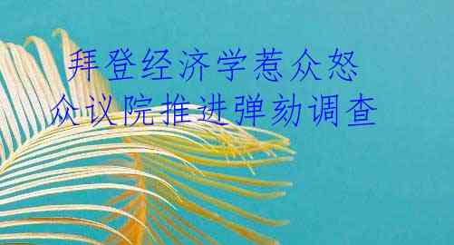  拜登经济学惹众怒 众议院推进弹劾调查