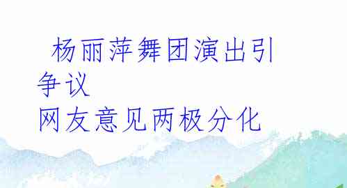  杨丽萍舞团演出引争议 网友意见两极分化