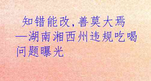  知错能改,善莫大焉—湖南湘西州违规吃喝问题曝光