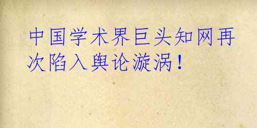 中国学术界巨头知网再次陷入舆论漩涡！