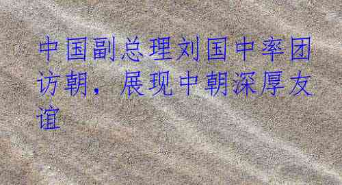 中国副总理刘国中率团访朝，展现中朝深厚友谊