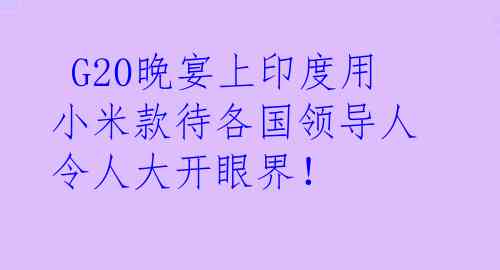  G20晚宴上印度用小米款待各国领导人 令人大开眼界！
