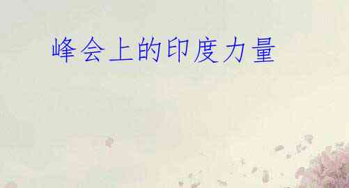  峰会上的印度力量
