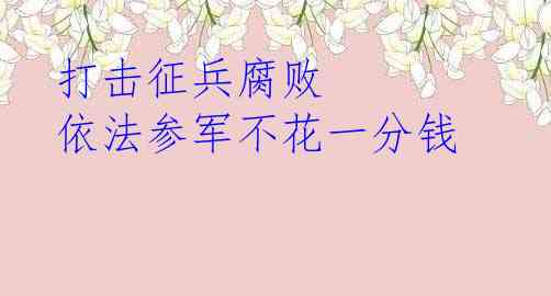 打击征兵腐败 依法参军不花一分钱