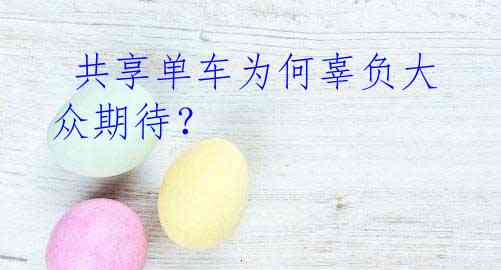  共享单车为何辜负大众期待？