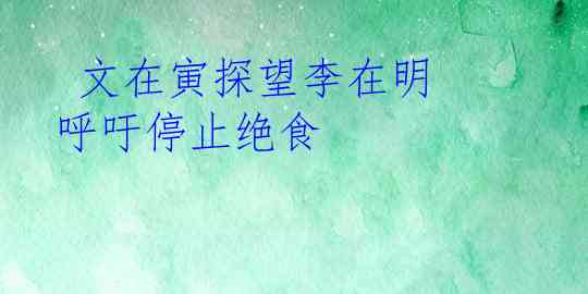  文在寅探望李在明 呼吁停止绝食