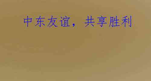  中东友谊，共享胜利
