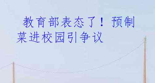  教育部表态了！预制菜进校园引争议