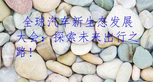  全球汽车新生态发展大会：探索未来出行之路!