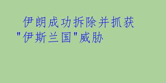  伊朗成功拆除并抓获"伊斯兰国"威胁