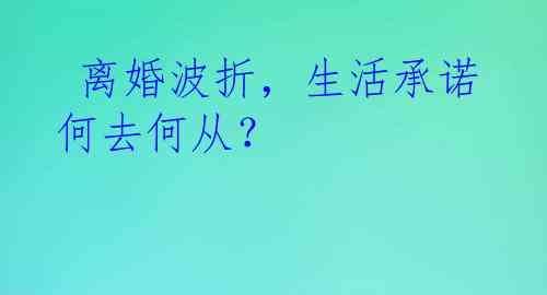  离婚波折，生活承诺何去何从？