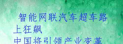  智能网联汽车超车路上狂飙 中国将引领产业变革