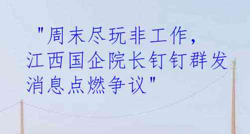  "周末尽玩非工作，江西国企院长钉钉群发消息点燃争议"