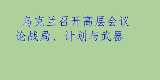  乌克兰召开高层会议 论战局、计划与武器