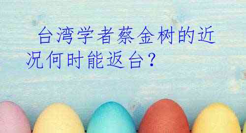  台湾学者蔡金树的近况何时能返台？