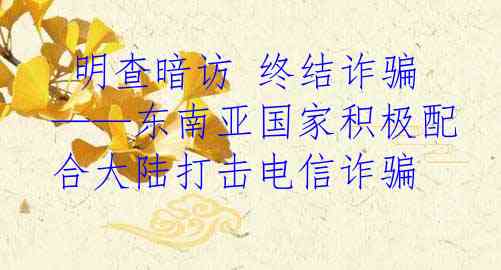  明查暗访 终结诈骗——东南亚国家积极配合大陆打击电信诈骗