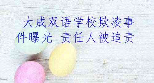  大成双语学校欺凌事件曝光 责任人被追责