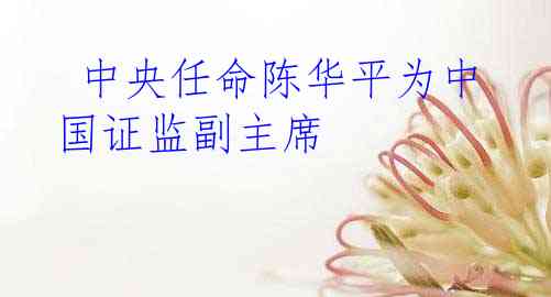  中央任命陈华平为中国证监副主席