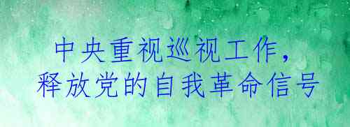  中央重视巡视工作，释放党的自我革命信号