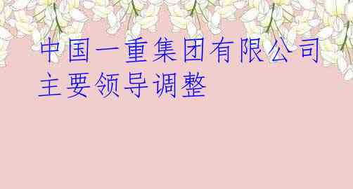 中国一重集团有限公司主要领导调整