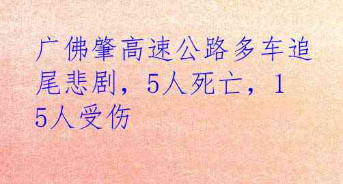 广佛肇高速公路多车追尾悲剧，5人死亡，15人受伤