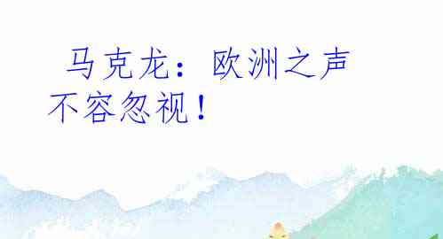  马克龙：欧洲之声不容忽视！